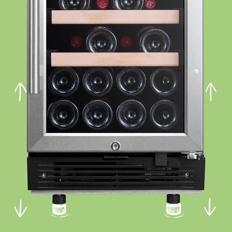 Comfee 28-Bottle Dual Zone Stainless Steel Wine Cooler with Digital Control