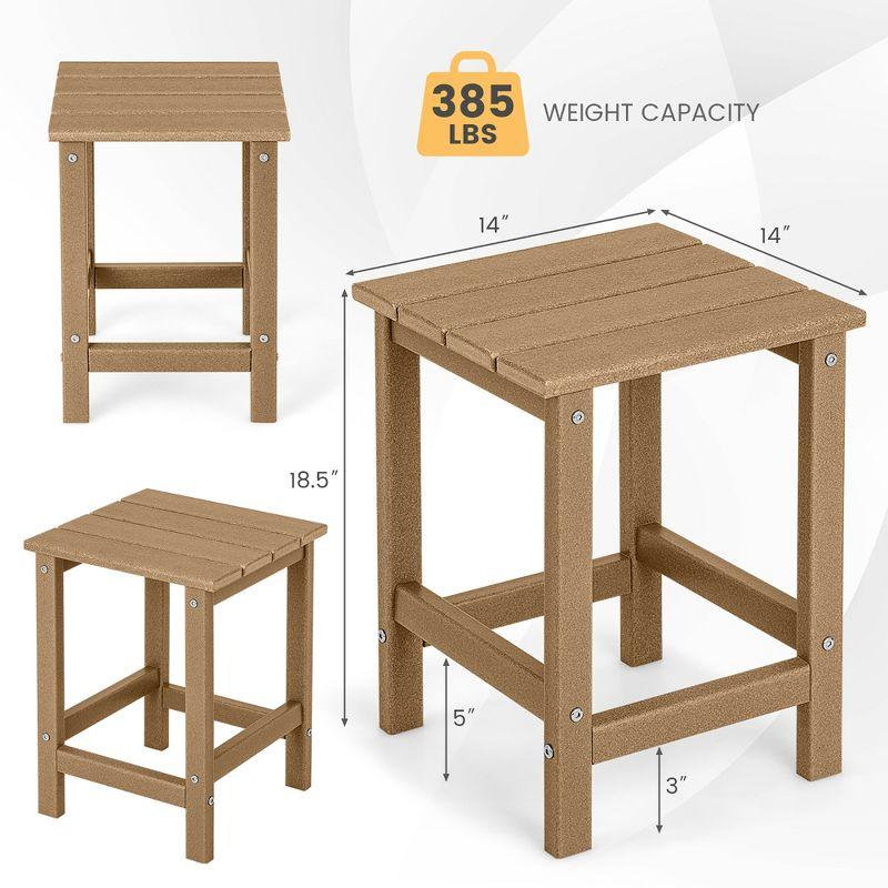 Costway 14'' Patio Adirondack Side End Table HDPE Square Weather Resistant Garden Black/Brown/Grey/White