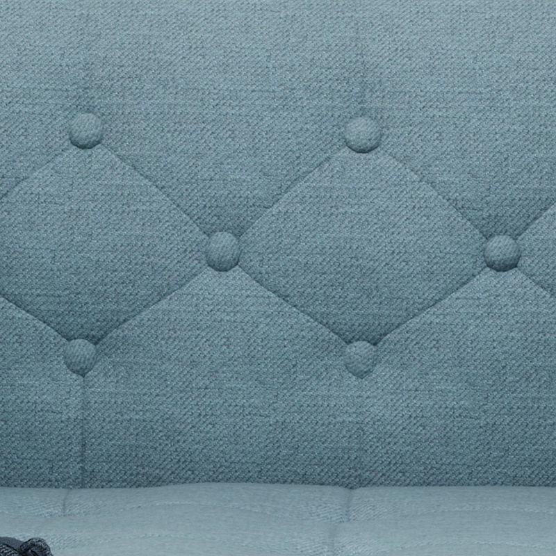 GDFStudio Aidan Mid Century Modern 72.25" Tufted Upholstered 3 Seater Sofa，Blue/Dark Walnut/Gold