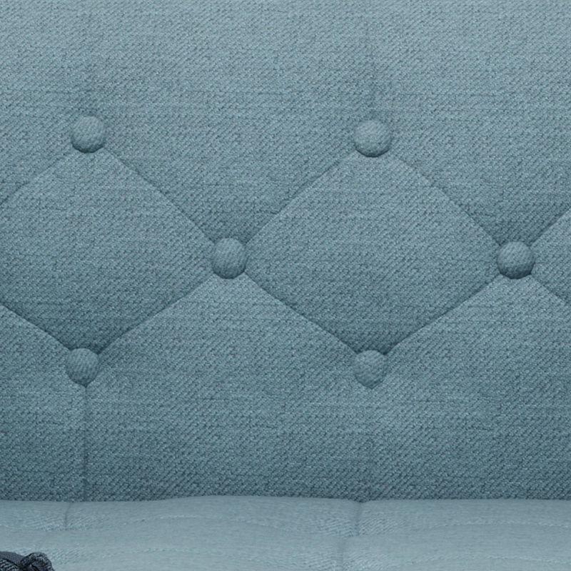 Demuir Plush Blue Fabric Tufted Sofa with Wood Storage