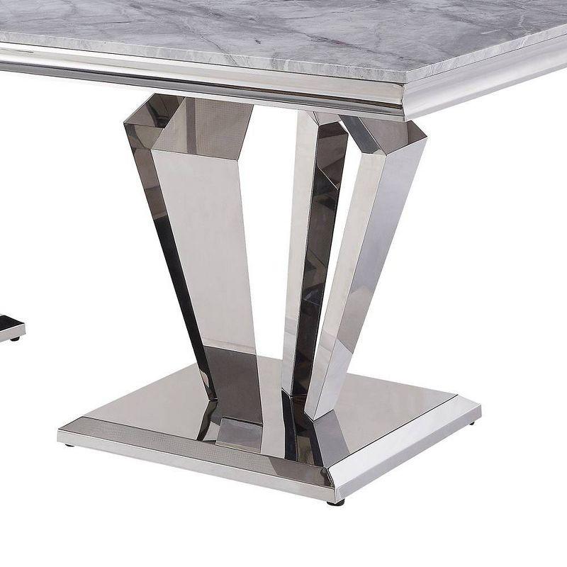 Everly Quinn Eardie Rectangular Dining Table in Light Gray and Mirrored Silver