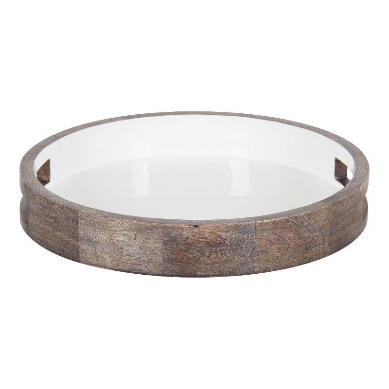 Kate and Laurel Ehrens Round Decorative Wood Tray