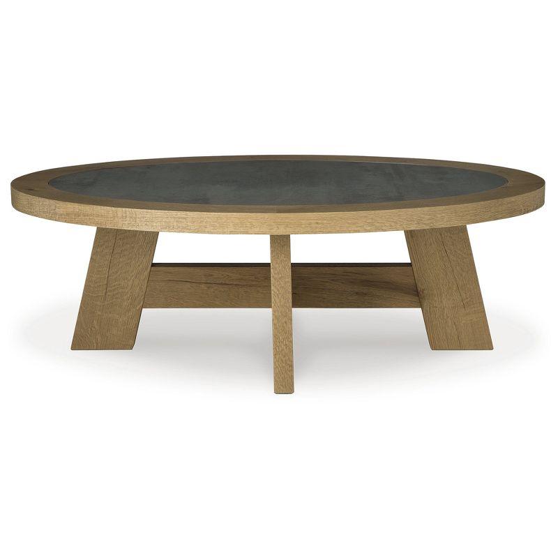 Signature Design by Ashley Brinstead Modern Coffee Table with Faux Cement Melamine Top, Light Brown