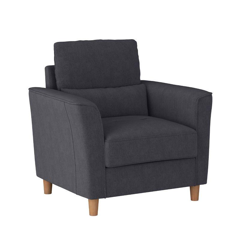 Georgia Upholstered Accent Armchair Dark Gray - CorLiving: Soft Microfiber, Rubberwood Legs