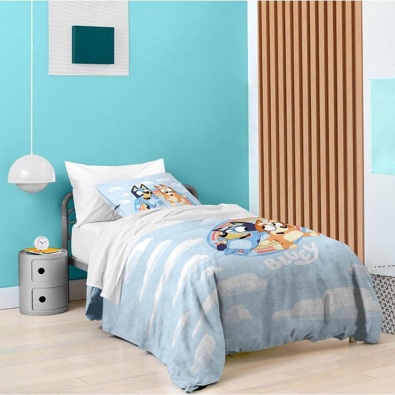 Saturday Park Bluey Rainbow in the Clouds 100% Organic Cotton Twin Duvet Cover & Sham Set