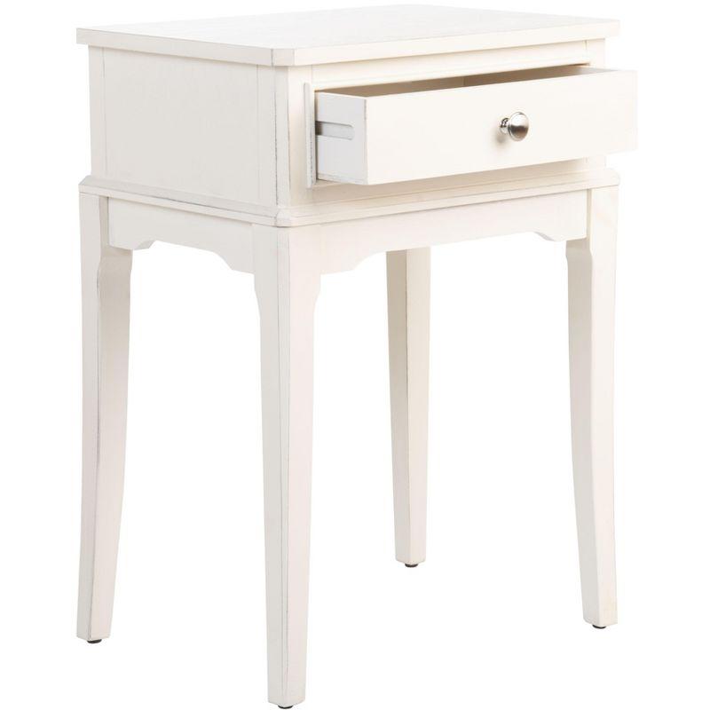 Opal 1 Drawer Accent Table - Distressed White - Safavieh.