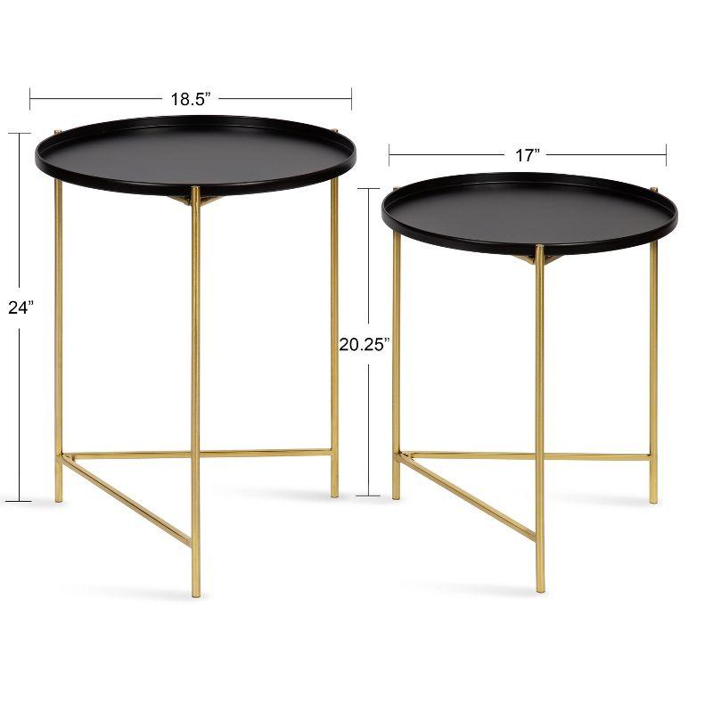 Kate and Laurel Ulani Round Metal Nesting Table, 2 Piece, Black and Gold