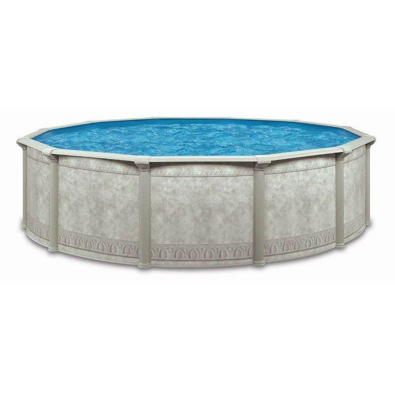 Aquarian Pools Khaki Venetian 21 Foot by 52 Inch Round Steel Outdoor Backyard Above Ground Family Swimming Pool with Skimmer and Liner Not Included