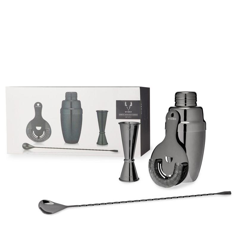 Gunmetal Black 4-Piece Stainless Steel Bartender Kit