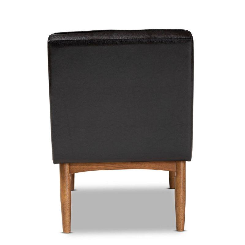 Arvid Faux Leather Upholstered Wood Dining Chair Dark Brown/Walnut - Baxton Studio: Mid-Century Modern, Rubberwood Frame, Polyester Fill