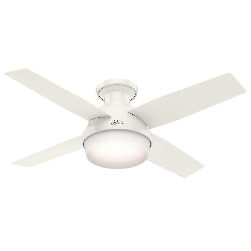 Dempsey Low Profile 44" 4 - Blade Indoor Flush Mount Small Room Ceiling Fan with Lights and Remote