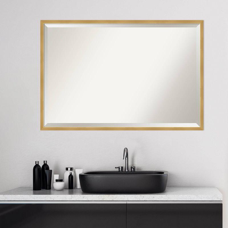 37" x 25" Polished Brass Framed Bathroom Vanity Wall Mirror Gold - Amanti Art: Modern Rectangular, Beveled, Wall-Mounted