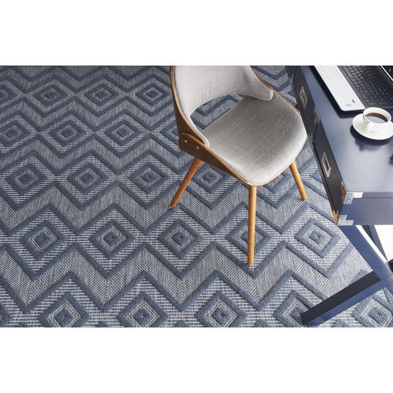 Foundry Select Versatile Diamond Navy Blue Indoor/Outdoor Area Rug