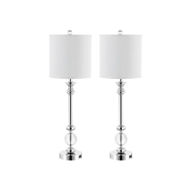 Erica Crystal Candlestick Lamp W/ USB Port (Set of 2) - 31 Inch Height - LIT4164 - Crystal - Safavieh