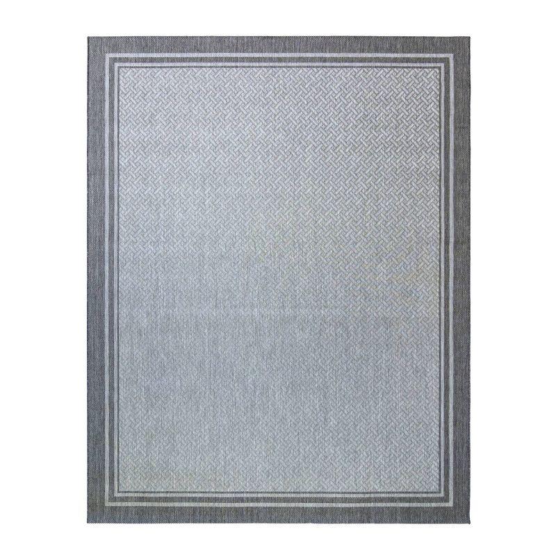 Ash Steel 6'6"x9'6" Synthetic Rectangular Easy-Care Outdoor Rug