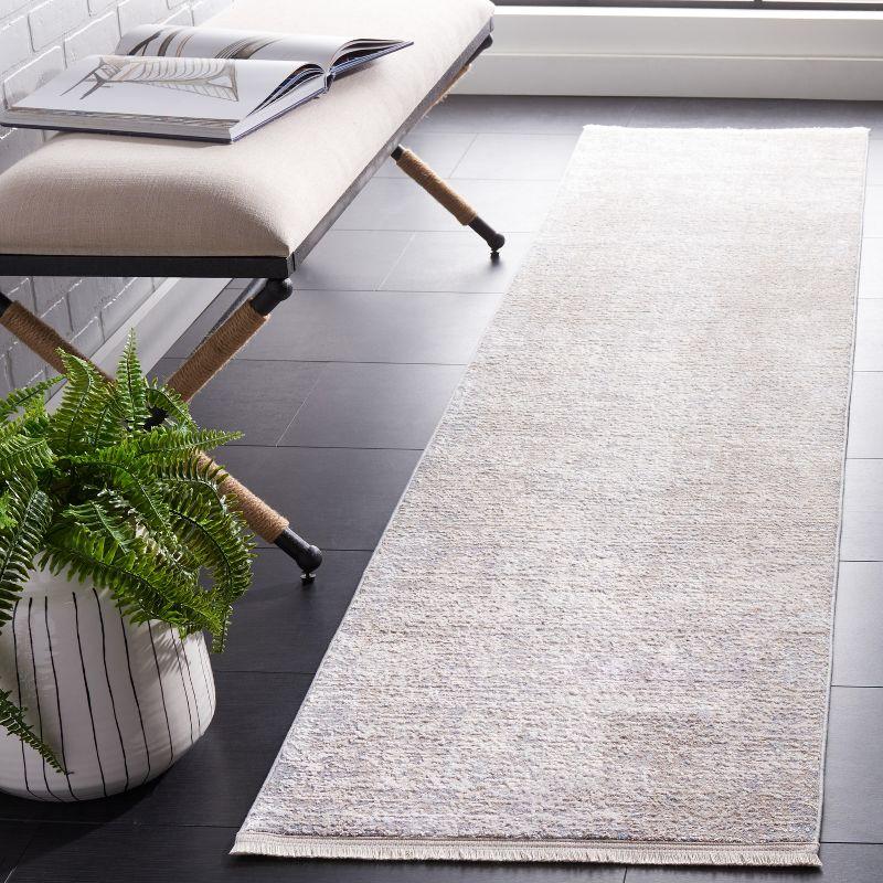 Marmara Gray and Beige Viscose Runner Rug, 2' x 8'