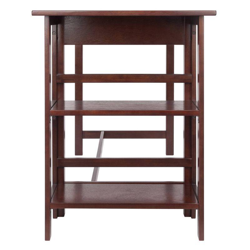 Velda Writing Desk Walnut - Winsome: Hardwood & MDF, Side Shelves, Modern Style