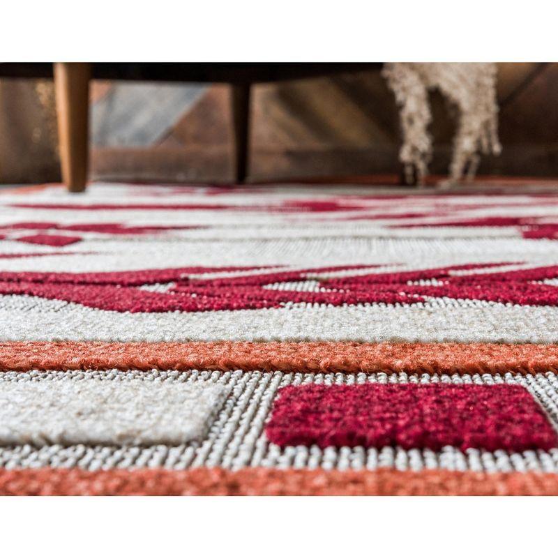 Unique Loom 5' 1 x 8' 0 Burgundy Outdoor Modern Albuquerque Area Rug