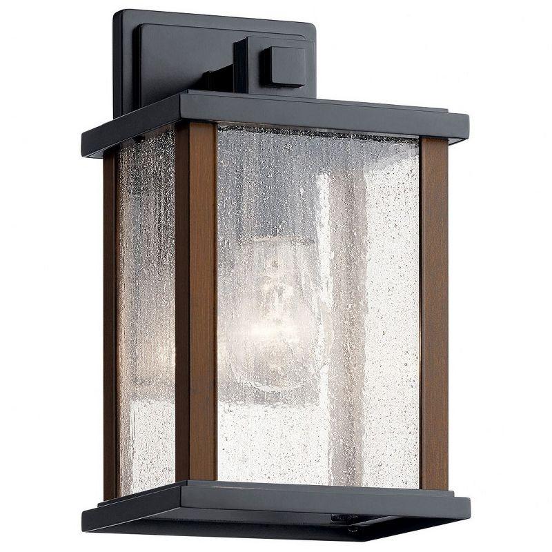 Marimount 11" 1 Light Outdoor Wall Light with Clear Ribbed Glass in Black