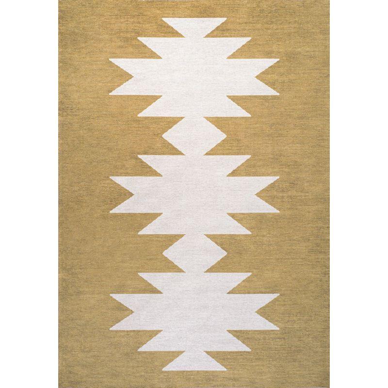 Ivory Moss Minimalist Geometric Synthetic Area Rug