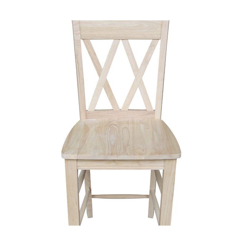 24" Double X Back Counter Height Barstool Unfinished - International Concepts: Solid Wood, Kitchen Island Seating