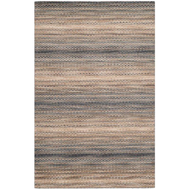 Gray Hand-Knotted Wool Rectangular Area Rug, 4' x 6'