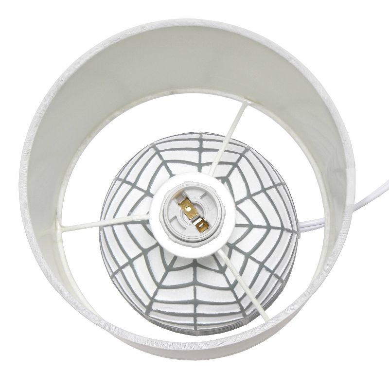 10.43" Petite Contemporary Webbed Waves Base Bedside Lamp with White Drum Shade - Simple Designs: ETL Listed, No Assembly Required