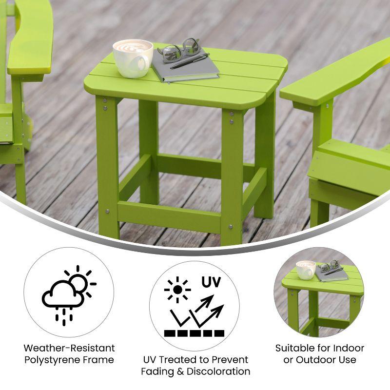 Flash Furniture Charlestown Tiered Commercial Poly Resin Adirondack Side Table - Lime Green - All-Weather - Indoor/Outdoor