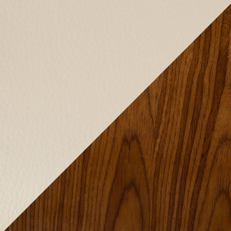 Set of 2 Vasari Adjustable Walnut Wood Barstools Cream - LumiSource: Padded Seat, Chrome Base, Swivel Function