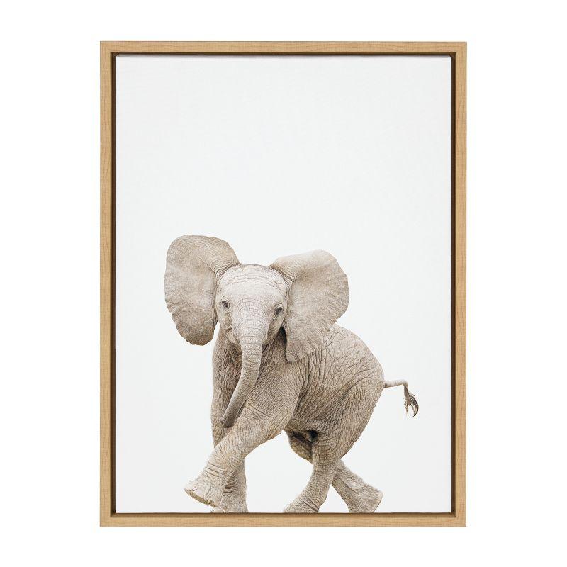 18" x 24" Sylvie Baby Elephant Walk Framed Canvas by Amy Peterson Art Studio - Kate & Laurel All Things Decor