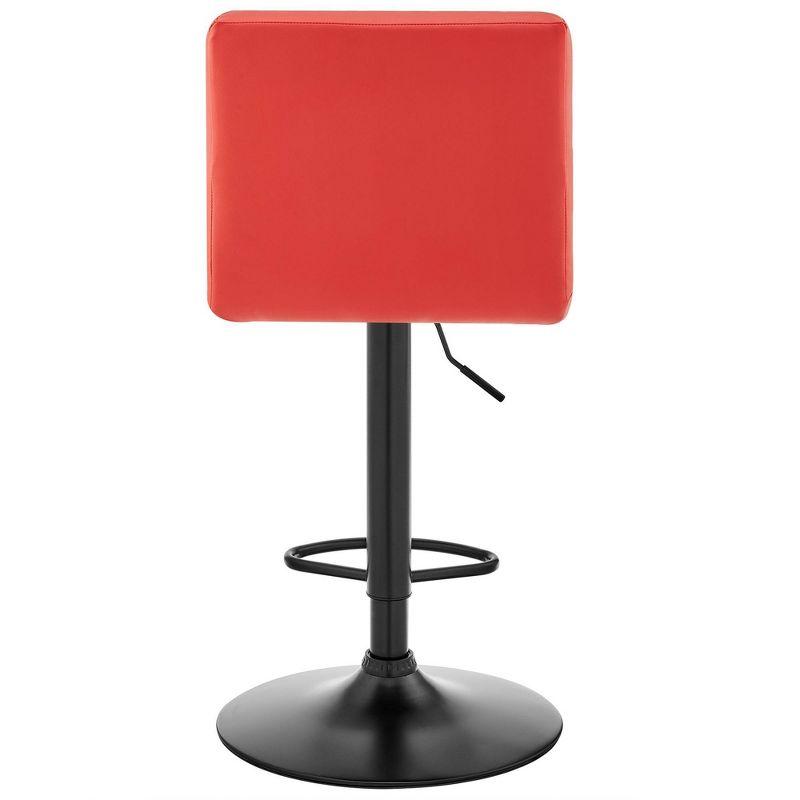 Contemporary Red Faux Leather Adjustable Swivel Barstool with Metal Base