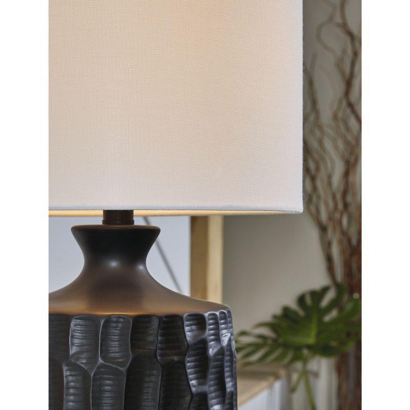 Ellisley Matte Black Ceramic Table Lamp with White Shade