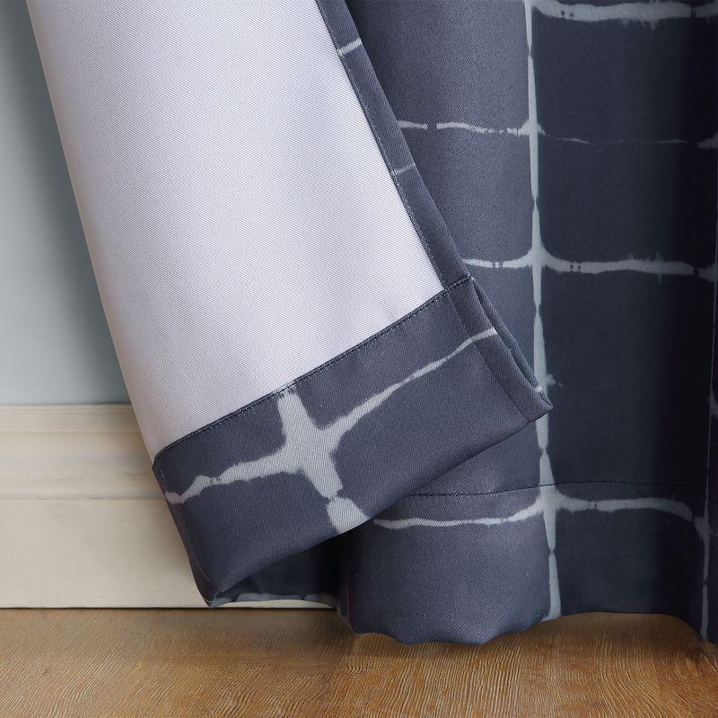 40"x63" Sun Zero Blackout Saki Shibori Print Grommet Curtain Panel Navy Blue: Modern Thermal Insulated, Noise Reduction