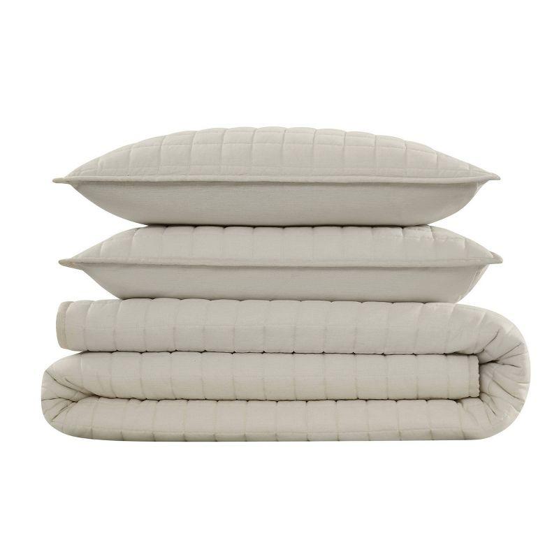 Brooklyn Loom 3pc Full/Queen Flax Linen Quilt Set Natural