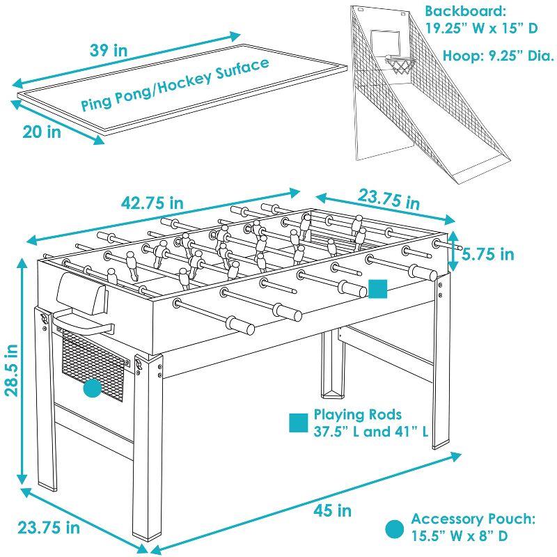 Multicolor 45-Inch 5-in-1 Multi-Game Table with Billiards, Foosball, Ping Pong, Hockey, and Basketball