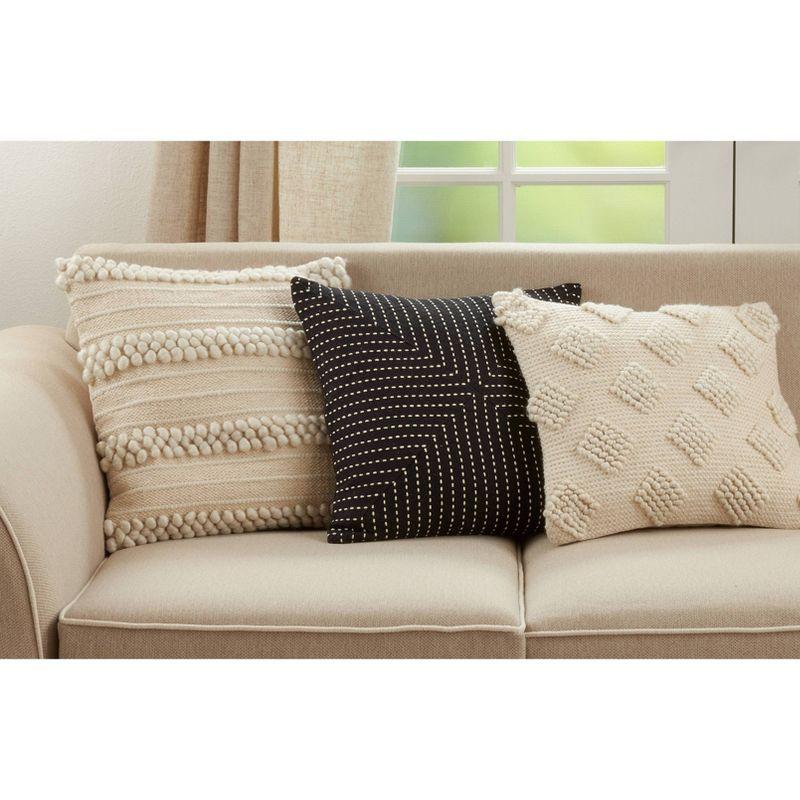 Black Cotton Patchwork Stitch Euro Pillow Cover