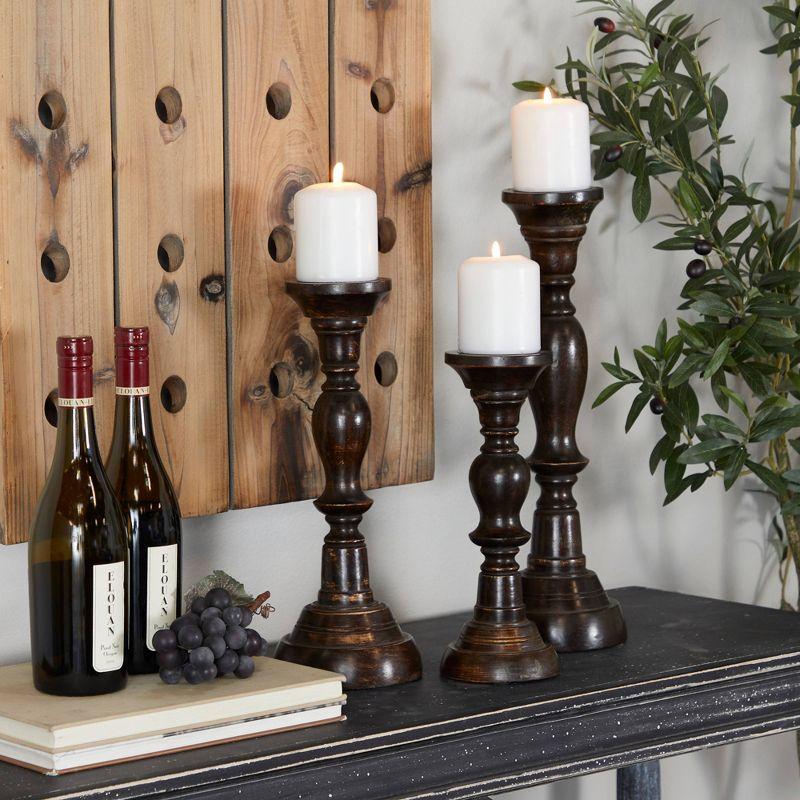 3 Piece Wood Tabletop Candlestick Set