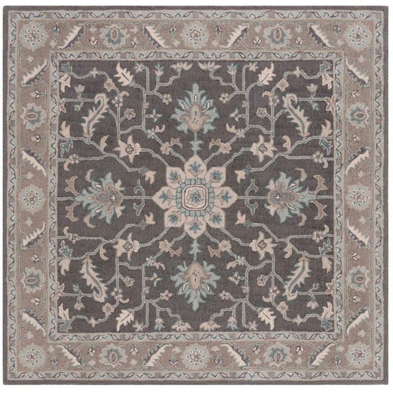 Blossom BLM217 Hand Tufted Area Rug - Dark Grey/Light Brown - 6'x6' - Safavieh..