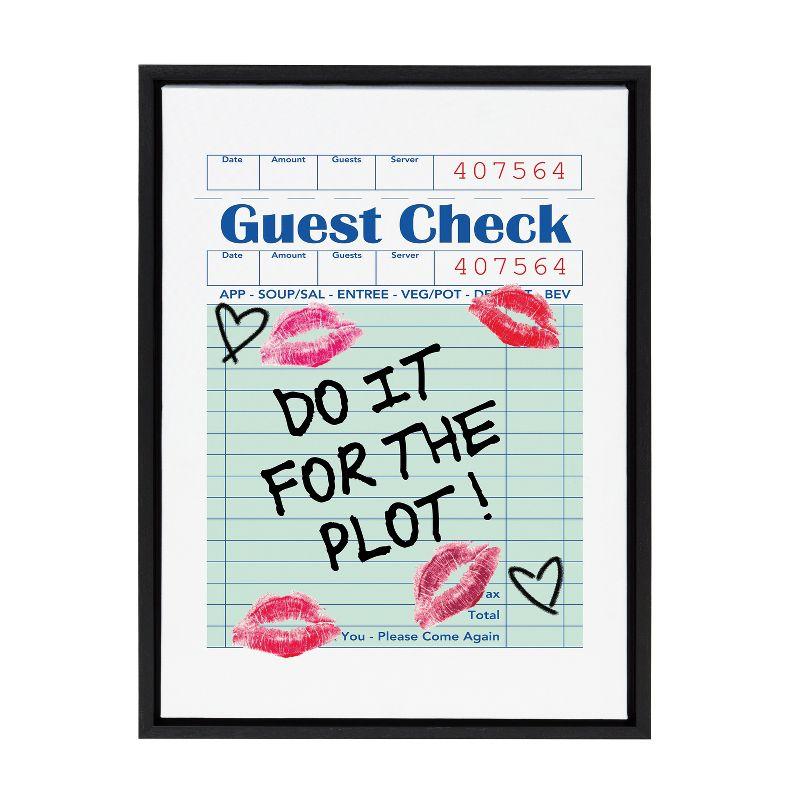 Kate & Laurel All Things Decor 18"x24" Do It For The Plot Guest Check Framed Canvas by Alli Standefer Black