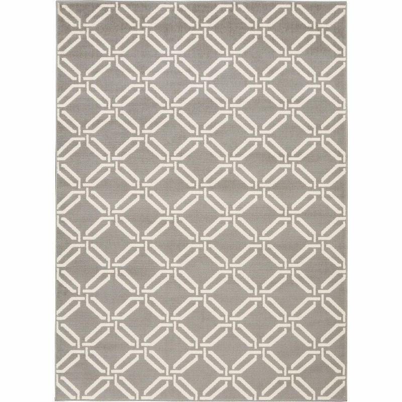 Nourison Jubilant 5'3" x 7'3" (5' x 7') Grey Area Rug Eclectic Retro Trellis by Nourison