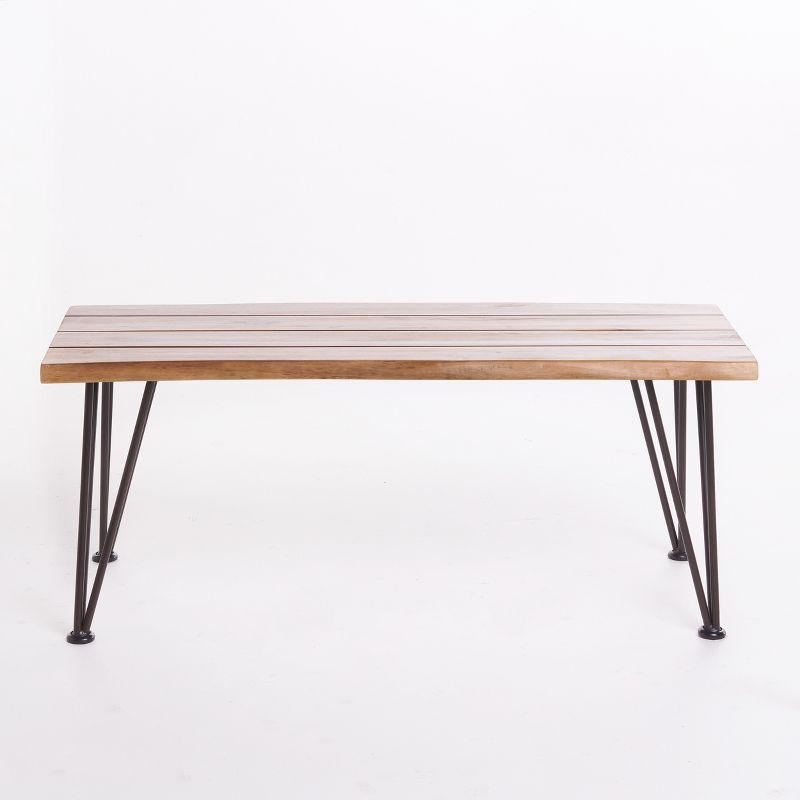 Zion Industrial Coffee Table: Weather-Resistant Acacia, Iron Frame - Christopher Knight Home