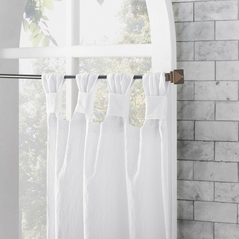 2pc 52"x36" Archaeo Washed Cotton Twist Tab Cafe Curtain Tier Pair White: Kitchen Curtains, 36 Inch, Solid Pattern