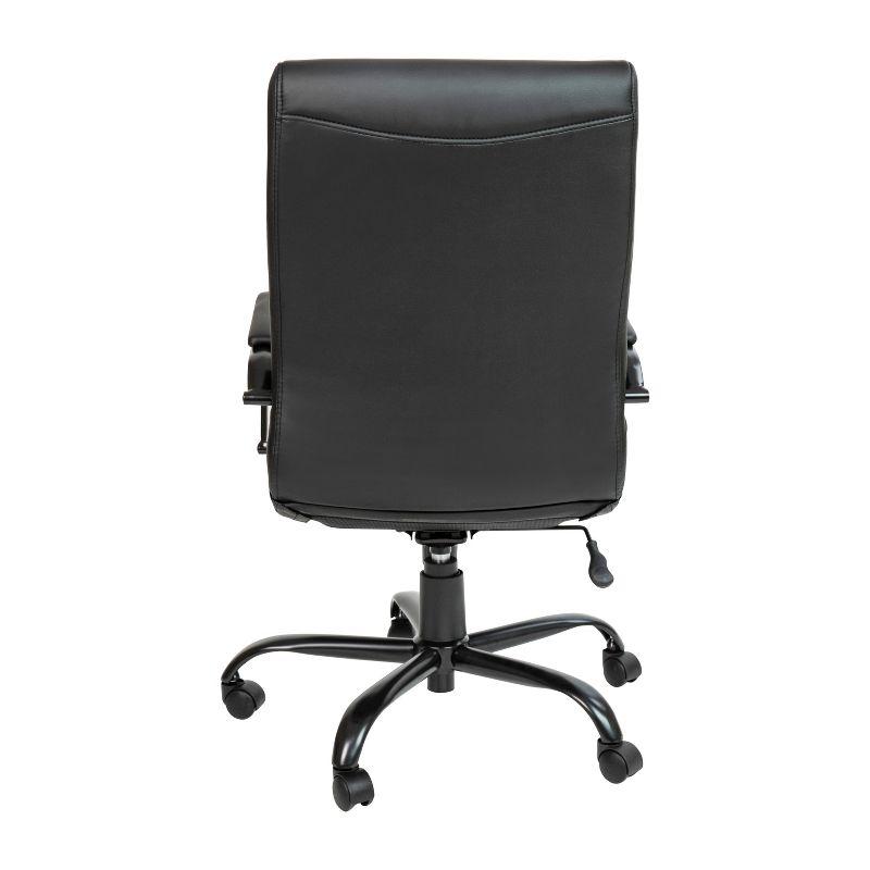 Black Leather High Back Executive Swivel Office Chair with Fixed Arms