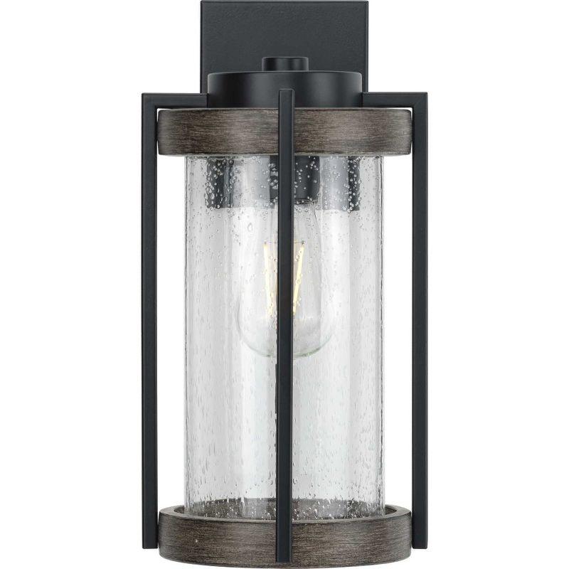 Progress Lighting Whitmire 1-Light Outdoor Wall Lantern, Matte Black, Seeded Glass