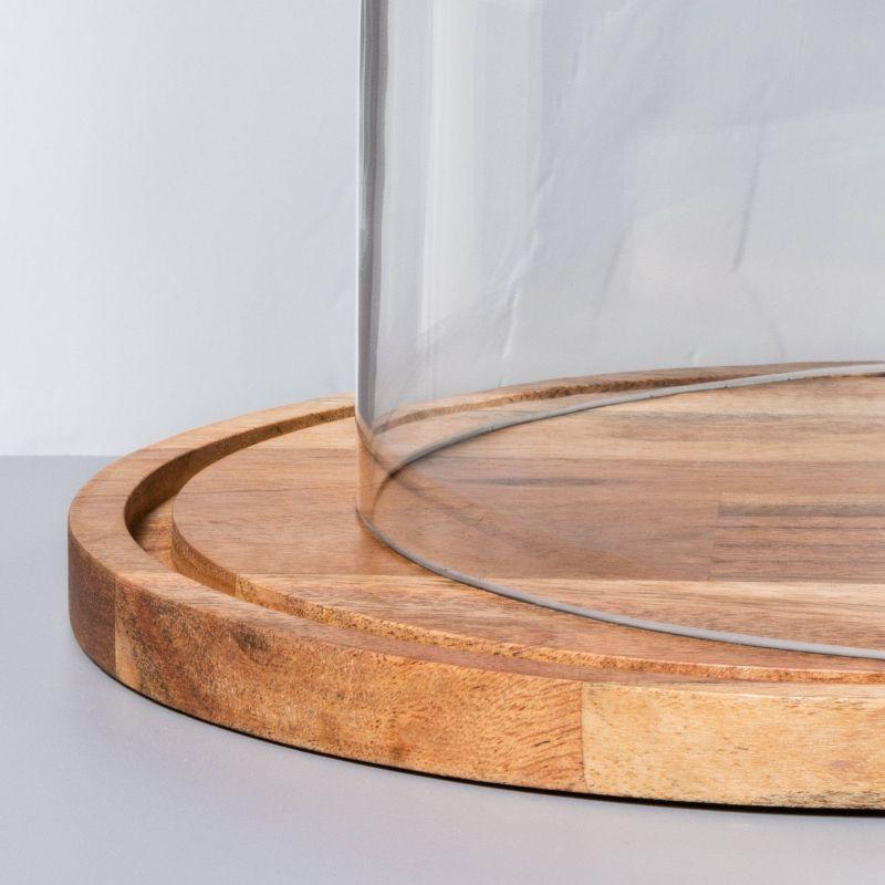9" Wood & Glass Covered Dessert Storage Brown - Hearth & Hand™ with Magnolia: Acacia Cake Display Stand, Hand Wash