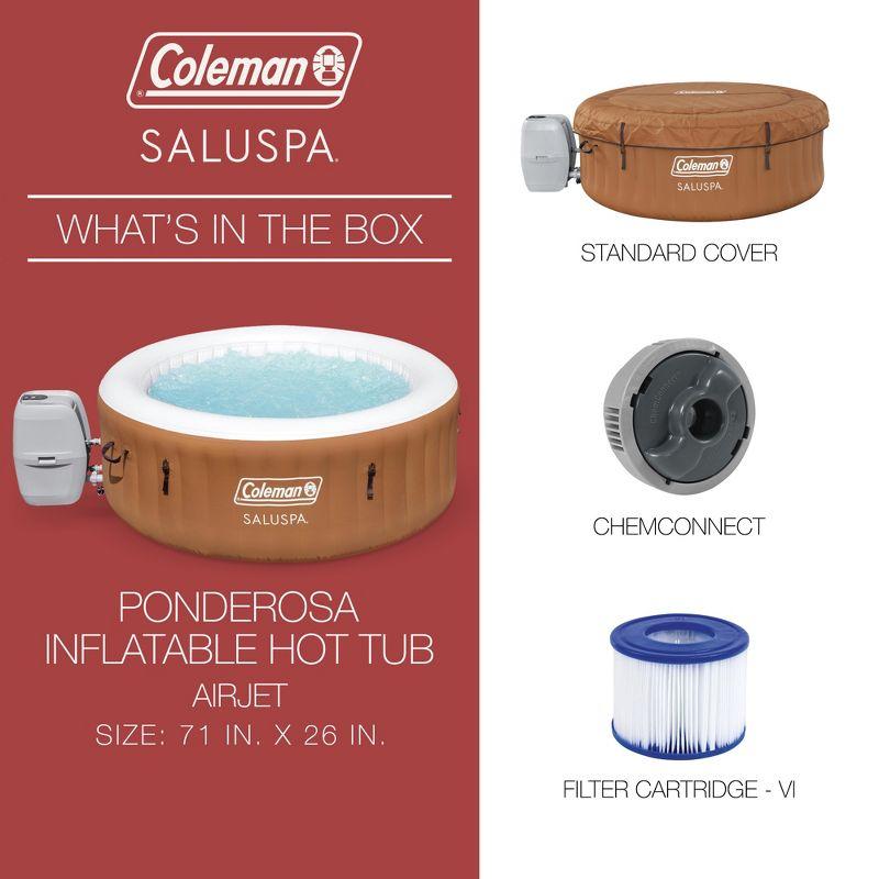 Coleman SaluSpa Ponderosa AirJet 2 to 4 Person Inflatable Hot Tub Round Portable Outdoor Spa with 120 Soothing Jets with Cover, Orange