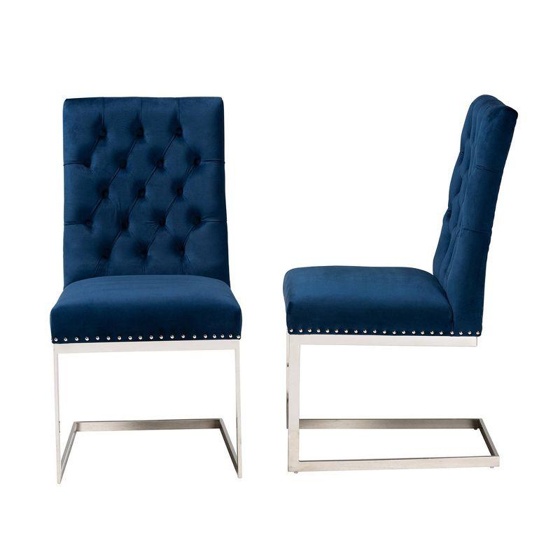 2pc Sherine Velvet Fabric and Metal Dining Chair Set - Baxton Studio