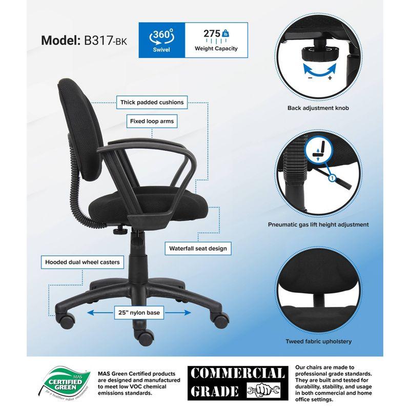 Deluxe Posture Chair with Loop Arms - Boss Office Products