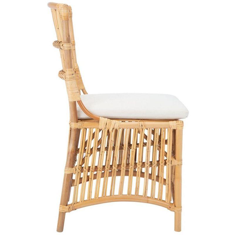 Erika Rattan Accent Chair W/ Cushion - ACH6511 - Set of 2 - White/Natural - Safavieh
