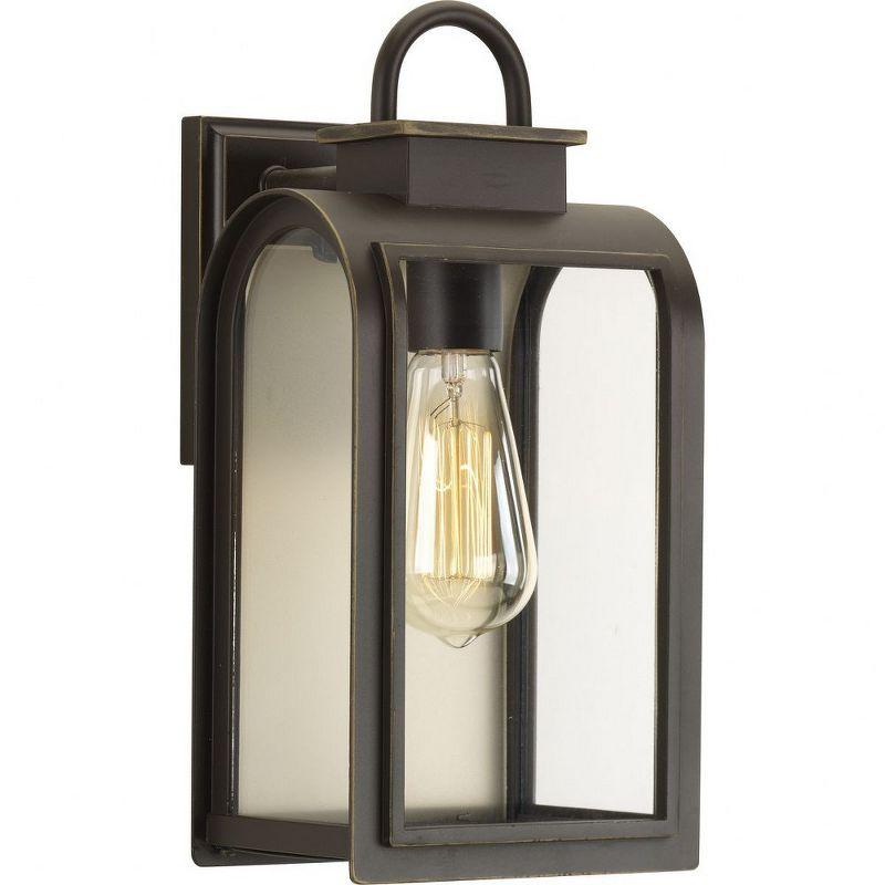 Progress Lighting Refuge 1-Light Outdoor Wall Lantern, Oil Rubbed Bronze, Clear Glass, Umber Reflector Panel